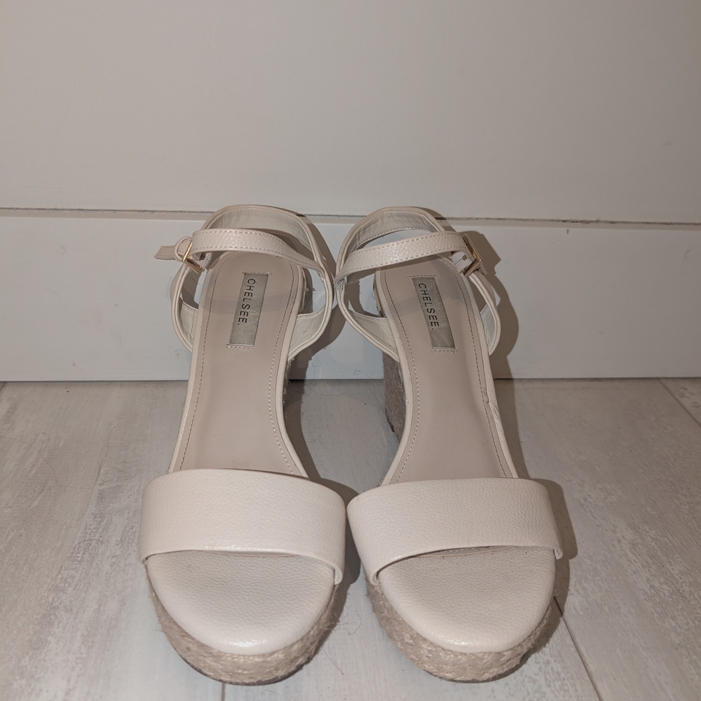 Aldo Cream Sandals with Ankle Strap and Platform Sole